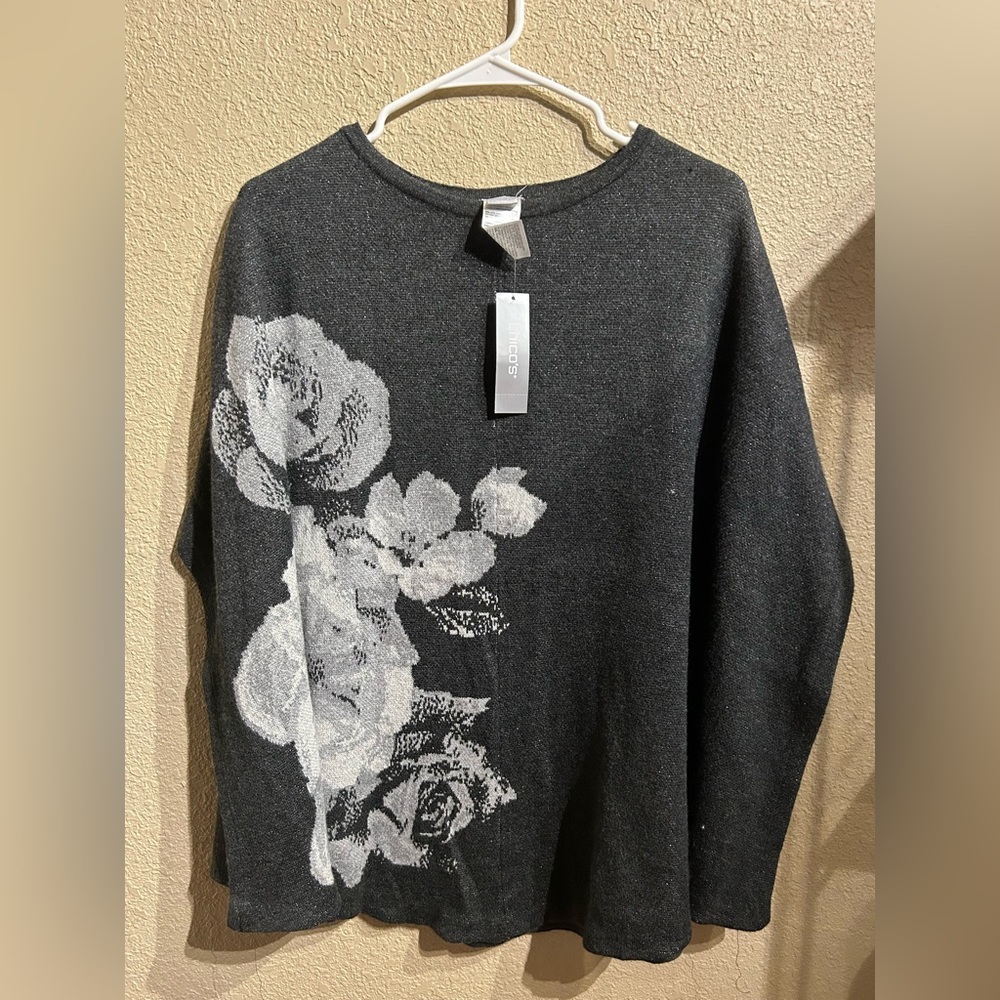Chico's Rustic Blooms Printed Cape Poncho